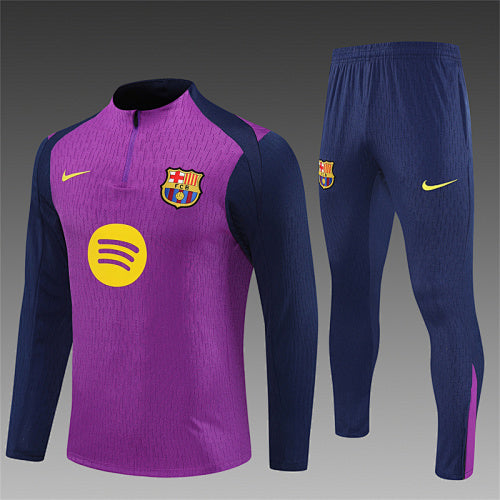 Chándal FC Barcelona 25/26 Morado – Versión jugador · Detalle amarillo